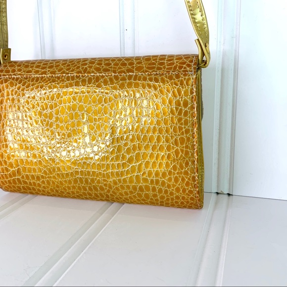 F.X LASALLE CROC YELLOW CROSSBODY CLUTCH SMALL BAG ANIMAL PRINT SHOULDER BAG - Picture 9 of 17